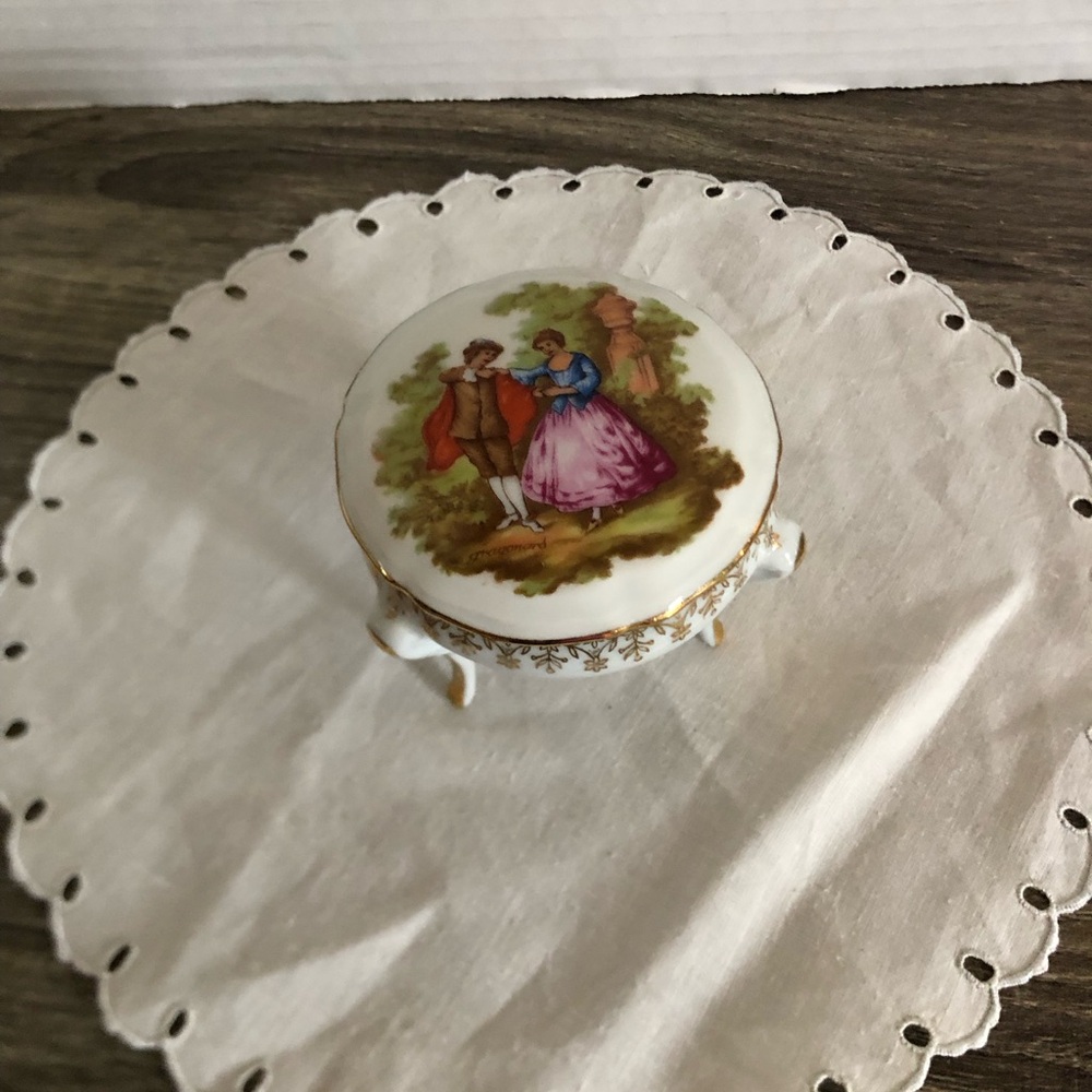 Vtg Limoges France Footed Trinket Dish